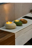 Three Drops Minimal Dekoratif Beton Tealight Mumluk 3'lü Set - 3
