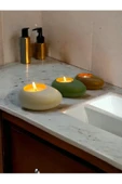 Three Drops Minimal Dekoratif Beton Tealight Mumluk 3'lü Set - 1