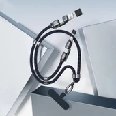 Zore 4in1 Çoklu USB-A+Type-C to Type-C+Lightning Askı İpi Tasarımlı Şarj ve Data Kablosu 240W 70cm - 3