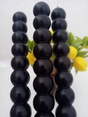 qosrix 3'lü Siyah Boncuk Şamdan Soya Mumu Doğal Kokulu Uzun Çubuk Konik Geometrik Şekil Mum Dekoratif thumbnail 1