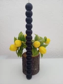 qosrix 5'li Siyah Boncuk Şamdan Soya Mumu Doğal Kokulu Uzun Çubuk Konik Geometrik Şekil Mum Dekoratif thumbnail 3