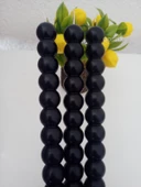 qosrix 3'lü Siyah Boncuk Şamdan Soya Mumu Doğal Kokulu Uzun Çubuk Konik Geometrik Şekil Mum Dekoratif thumbnail 2