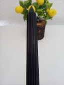 qosrix Siyah Şamdan Soya Mumu 1. Kalite Doğal Vanilya Kokulu Uzun Çubuk Konik Mum Dekoratif 1 Adet thumbnail 3