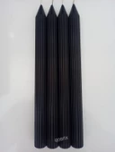 qosrix 4'lü Siyah Şamdan Soya Mumu 1. Kalite Soya Doğal Vanilya Kokulu Uzun Çubuk Konik Mum Dekoratif - 1