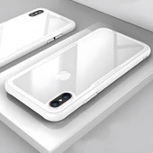 iPhone XS Max 6.5 Kılıf Kenarları Silikon Arka Kısım Temperli Cam Craft Kılıf thumbnail 4