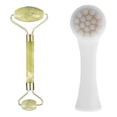 2li Set Çift Taraflı Cilt Temizleme Fırçası Ve Yeşim Taşı Çift Taraflı Cilt Masaj Aleti thumbnail 1