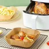 50 Adet Air Fryer Pişirme Kağıdı Tek Kullanımlık Hava Fritöz Yağ Geçirmez Yapışmaz Kare Tabak Model - 2