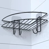 Yapışkanlı Banyo Köşeliği Kancalı Köşe Rafı Duş Şampuanlık Duvar Düzenleyici Organizer Raf - 2