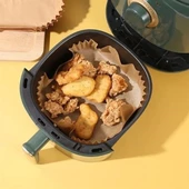 50 Adet Air Fryer Pişirme Kağıdı Tek Kullanımlık Hava Fritöz Yağ Geçirmez Yapışmaz Kare Tabak Model - 8