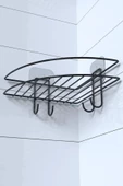 Yapışkanlı Banyo Köşeliği Kancalı Köşe Rafı Duş Şampuanlık Duvar Düzenleyici Organizer Raf - 7