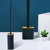 Duvara Monte Edilebilir Kapaklı Askılı Klozet Yumuşak Silikon Başlıklı Tuvalet Fırçası Seti thumbnail 2