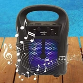 Tutmalı Mini Hoparlör Işıklı Taşınabilir Bluetooth Wireless Radyolu Sd Kart Ve Usb Girişli Hoparlör - 4