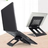 ®  Ayarlanabilir Metal Dizüstü Destek Tabanı Katlanabilir Taşınabilir Laptop Sehpası Standı - 2