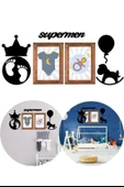 Deco103 Supermen Dekoratif Duvar Süsü Tablo Aksesuar Ahşap Tasarım Hediye Pano Sticker Seti - 4