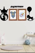 Deco103 Supermen Dekoratif Duvar Süsü Tablo Aksesuar Ahşap Tasarım Hediye Pano Sticker Seti - 3