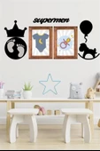 Deco103 Supermen Dekoratif Duvar Süsü Tablo Aksesuar Ahşap Tasarım Hediye Pano Sticker Seti - 2