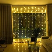 8 Fonksiyonlu 200 Led 10 Saçak Şerit Led 2x2 Perde İp Led  (gün Işığı) thumbnail 4