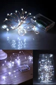 Pilli 5 Metre Dekoratif Peri Led Beyaz Aydınlatma Süsleme Lambası - 6