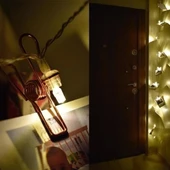 Bakır Renkli Led Işıklı Fotoğraf Asma Işık Süsleme Mandalları - 2