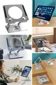 360 Derece Dönebilen Yükseltilmiş Masaüstü Ayarlanabilir  Metal Tablet Standı - 5