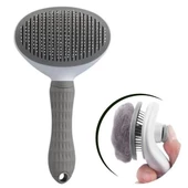 Kedi Köpek Tüy Toplayıcı Kendini Temizleyebilen Ergonomik Rahat Evcil Hayvan Tarağı Gri thumbnail 1