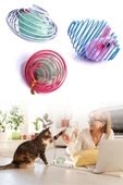 Yaylı Metal Fareli Kafes Kedi Oyun Topu Sıçrayan Spiral Kedi Topu thumbnail 5
