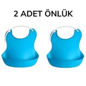 Çocuk Bebek Mama Önlüğü Dökülme Engelleyici Bükülebilir Mavi - 8