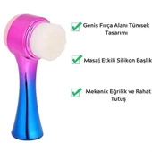 Çift İşlevli Renkli Cilt Yüz Temizleme Fırçası Peeling Masaj Etkili Gözenek Temizleyici Alet thumbnail 4