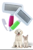 Kedi Köpek Telli Küçük Boy Tüy Bakım Seti Evcil Hayvan Tarama Fırçası thumbnail 7