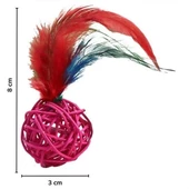 2li Rattan Renkli Peluş Tüy Kedi Köpek Oyuncak Yakalama Çiğneme Çıngıraklı Top Oyuncağı thumbnail 8