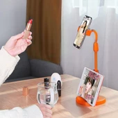 Masa Üstü Tablet Ve Telefon Tutucu Plastik Aparat Turuncu Telefon Standı - 2
