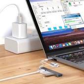 4 Port'lu Bağlantı İstasyonu Ultra İnce Usb Bölücü Type-c Tipi Çoklu Arayüz Adaptörü Multi Usb Çoklayıcı - 2