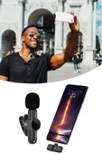 Type C Uyumlu İphone Dönüştürücülü Kablosuz Yaka Mikrofonu Android Ve İphone Uyumlu Mini Mikrofon thumbnail 5