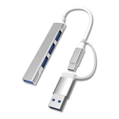 4 Port'lu Bağlantı İstasyonu Ultra İnce Usb Bölücü Type-c Tipi Çoklu Arayüz Adaptörü Multi Usb Çoklayıcı - 1