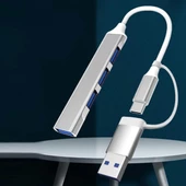 4 Port'lu Bağlantı İstasyonu Ultra İnce Usb Bölücü Type-c Tipi Çoklu Arayüz Adaptörü Multi Usb Çoklayıcı - 4