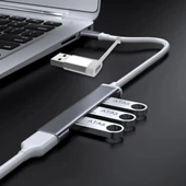 4 Port'lu Bağlantı İstasyonu Ultra İnce Usb Bölücü Type-c Tipi Çoklu Arayüz Adaptörü Multi Usb Çoklayıcı - 3