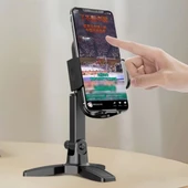 Masaüstü Telefon Standı 360 Derece Dönebilen Başlıklı Ayaklı Telefon Tripodu - 1