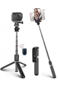 Fotoğraf Makinası Ve Telefon Takılabilen 2si 1 Arada 2.2m Uzayan Selfie Çubuğu Kumandalı Tripod - 5