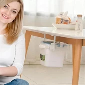 Mini Masa Çöp Kovası Plastik Tezgah Altı Geri Çekilebilir Yapışkanlı Görünmez Bölme Pratik - 7