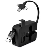 Cep Tipi Telefon Tutuculu Makaralı Uzayıp Kısalabilen 3'ü 1 Arada Usb Şarj Kablosu thumbnail 1