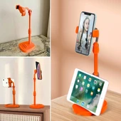 Masa Üstü Tablet Ve Telefon Tutucu Plastik Aparat Turuncu Telefon Standı - 1