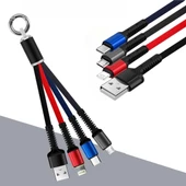 Işıklı Anahtarlık Model 3 İn 1 Usb Çıkışlı Mikro,type-c Ve İphone Uyumlu Şarj Kablosu - 2
