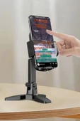 Masaüstü Telefon Standı 360 Derece Dönebilen Başlıklı Ayaklı Telefon Tripodu - 5