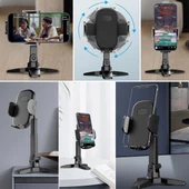 Masaüstü Telefon Standı 360 Derece Dönebilen Başlıklı Ayaklı Telefon Tripodu - 2
