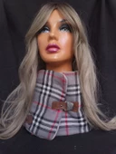 Kadın gri ekose silikon dolgulu polar kumaş neck warmer - 2