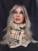 Kürk detaylı ekose kumaş, içi silikon dolgulu ve alt kısmı polar sıcacık tutan tasarım ürün - 2