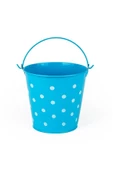 RAYTOYS OYUNCAK   Decoratıve Pail Dekoratif Saplı Metal Kova Mavi Kova Mavi Puantiyeli Kalemlik Saksı Makyaj Kovası - 1