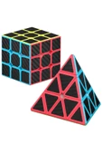 RAYTOYS OYUNCAK   2SET PROFESSIONAL QY SPEED CORBON FİBER CUBE VIP 2LÜ SET PİRAMİT ZEKA KÜPÜ 3X3 ZEKA KÜPÜ CUBE - 1