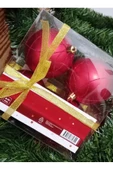 RAYTOYS OYUNCAK   Vıp Kalite 8 Cm 4 Adet Simli Kırmızı Top Yılbaşı Ağacı Süsleri Vitrin Süsleri Kırmızı Yılbaşı Top thumbnail 2