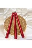 RAYTOYS OYUNCAK   10 PCS CHRISTMAS CANDLE METALLIC BRIGHT RED CANDLESTICK 10 ADET KIRMIZI ŞAMDAN MUMU YILBAŞI MUMLARI - 1